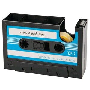 Retro Cassette Tape Dispenser and Desk Organizer New Sealed Box Blue 80s Decor